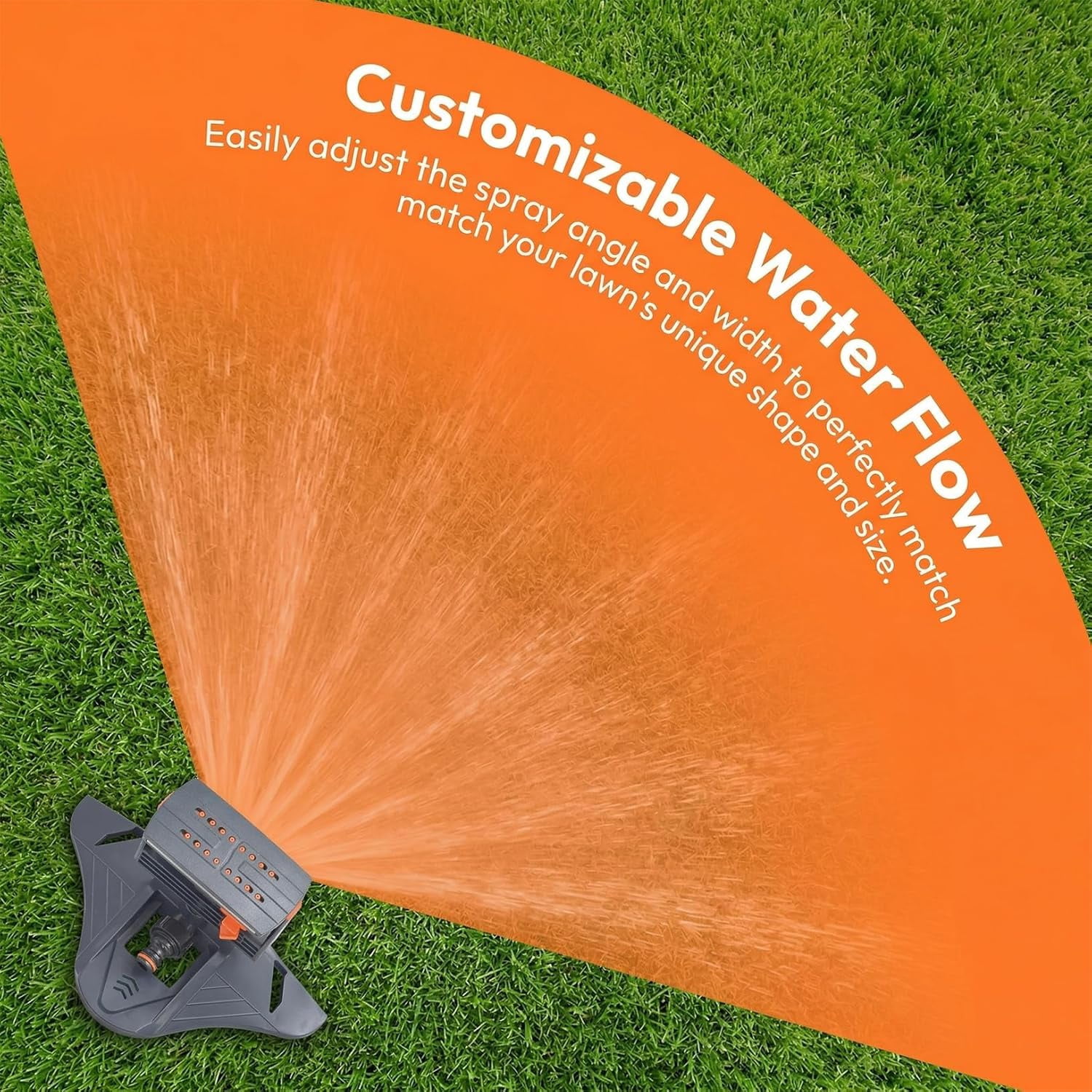 2026 New Adjustable Oscillating Sprinkler, Wide Coverage Lawn Sprinkler with 16 Nozzles, Mini Turbo Oscillating Water Sprinkler for Yard & Garden, Black-A (Includes 5m Hose)