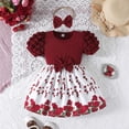 thumbnail image 4 of RMGVDSD Toddler Girls Dresses Cute Short Sleeve Floral Dress With Bow Puff Sleeves A-Line Sundress Casual Holiday Birthday Easter Outfit 6-9 Months, 4 of 8