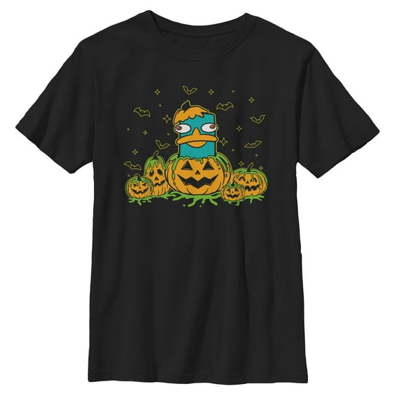 Boys Phineas and Ferb Perry the Platypus Pumpkin Green Goo T Shirt