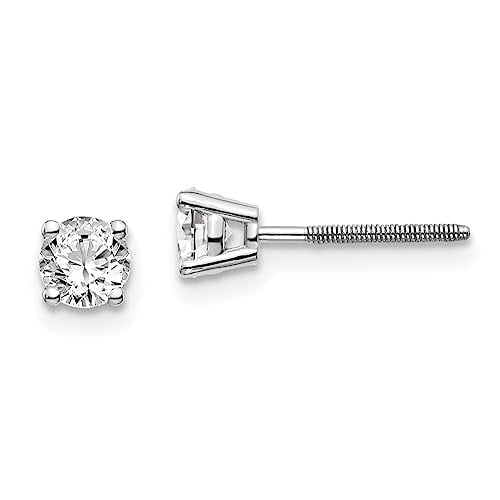14K White Gold .60ct SI3 G-I Diamond Stud Thread On and Off Post Earrings