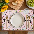 thumbnail image 4 of Happy Birthday Placemats Set of 4, Pink Modern Abstract Art Placemats for Dining Table, Place Mats for Kitchen Tabletop, Waterproof Wipeable Dining Table Mats Set, 4 of 9