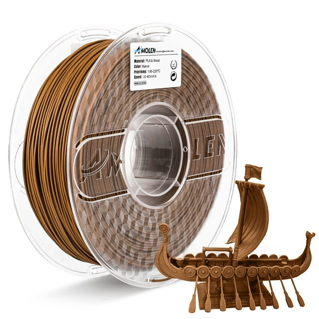 Filamento para impresora 3D AMOLEN, madera de nogal, PLA, 1,75 mm, 1 kg