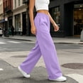 thumbnail image 6 of ShomPort Womens Wide Leg Track Pants Stripe Front Sports Long Pants High Waisted Sweat Pants with Pockets, 6 of 7