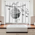 thumbnail image 2 of Ambesonne Nature Kitchen Curtains, Hand Drawn Honeycomb, 55"x39", Charcoal Grey White, 2 of 3