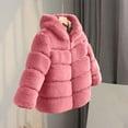 thumbnail image 3 of Ugoldhm Girls' Faux Fur Jacket with Hood Plush Fluffy Winter Coat, Warm Shaggy Parka for Kids (2-14 Years), 3 of 4