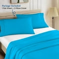 thumbnail image 5 of 600 Thread Count 100% Egyptian Cotton 3-Piece Flat Sheet (1 Flat + 2 Pillow Covers) Size California-King Color Turquise Blue Solid, 5 of 5