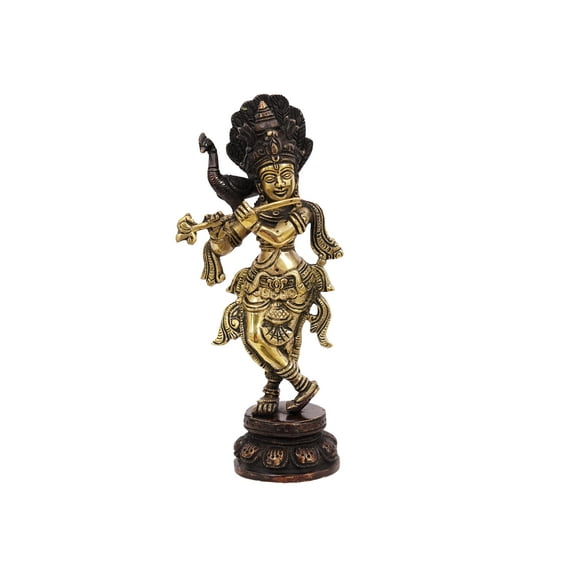 Shri Krishna Small Brass Statue for Puja, Home Mandirs, Gifts, Showpiece by Pooja Bazar 3 X 10 X 3 In