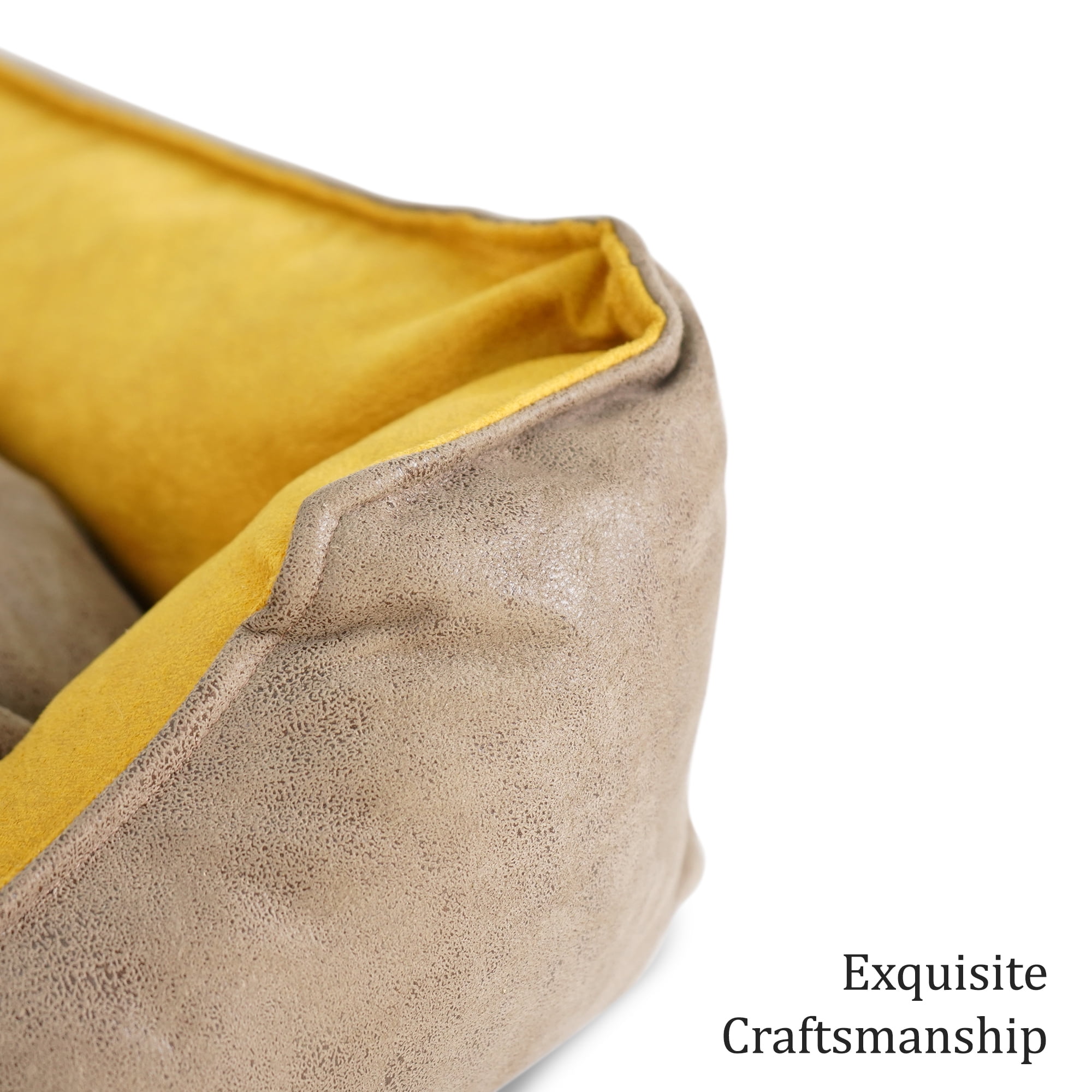 SUSSEXHOME Pets 23.5 x 17.3 x 7 Inches Washable Dog Bed for Medium Dogs - Durable Waterproof Sofa Dog Bed with Sides - (BROWN)