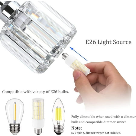 

DTLYH 4 Lights Crystal Bathroom Vanity Lights Modern Crystal Stainless Steel Chrome Bathroom Vanity Lights Over Mirror Crystal Bathroom Vanity Lighting Fixtures