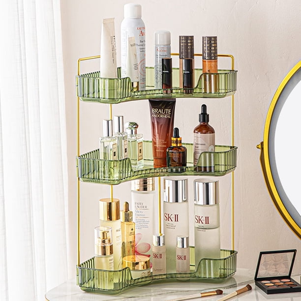 Organizador de esquina de baño Shuang Qing de plástico verde de 3 niveles