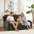 thumbnail image 4 of Ebello Manual Recliner Sofa, Soft Fabric Overstuffed 3-Seat Reclining Couch with Cup Holders for Living Room & Home Theater, Dark Green, 4 of 10