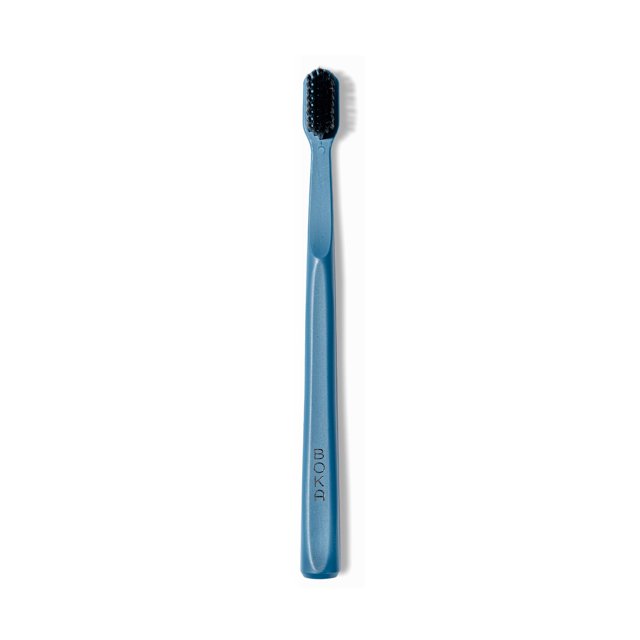 Boka Cepillo de dientes manual clásico con cerdas cónicas de carbón activado extra suaves, mango bioplástico que incluye tapa de viaje, aprobado por dentistas, ideal para adultos y niños, azul (paquet