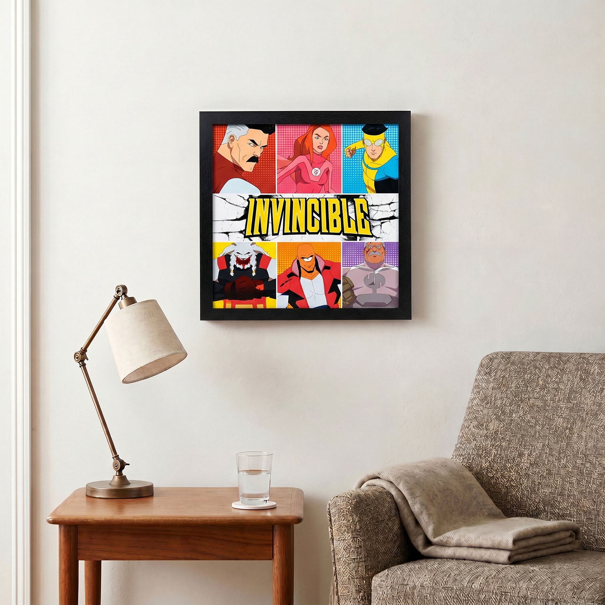 Pyramid : Invincible Character Lineup - 12x12 Framed Gel Coated Print - Animated Series Artwork, Licensed Skybound Wall Decor, Collectible