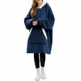 thumbnail image 2 of Sudadera con Capucha Tipo Manta para Mujer, de Forro , Cálida y Acogedora, con Bolsillo. Azul Gamuza Talla Única, 2 of 7