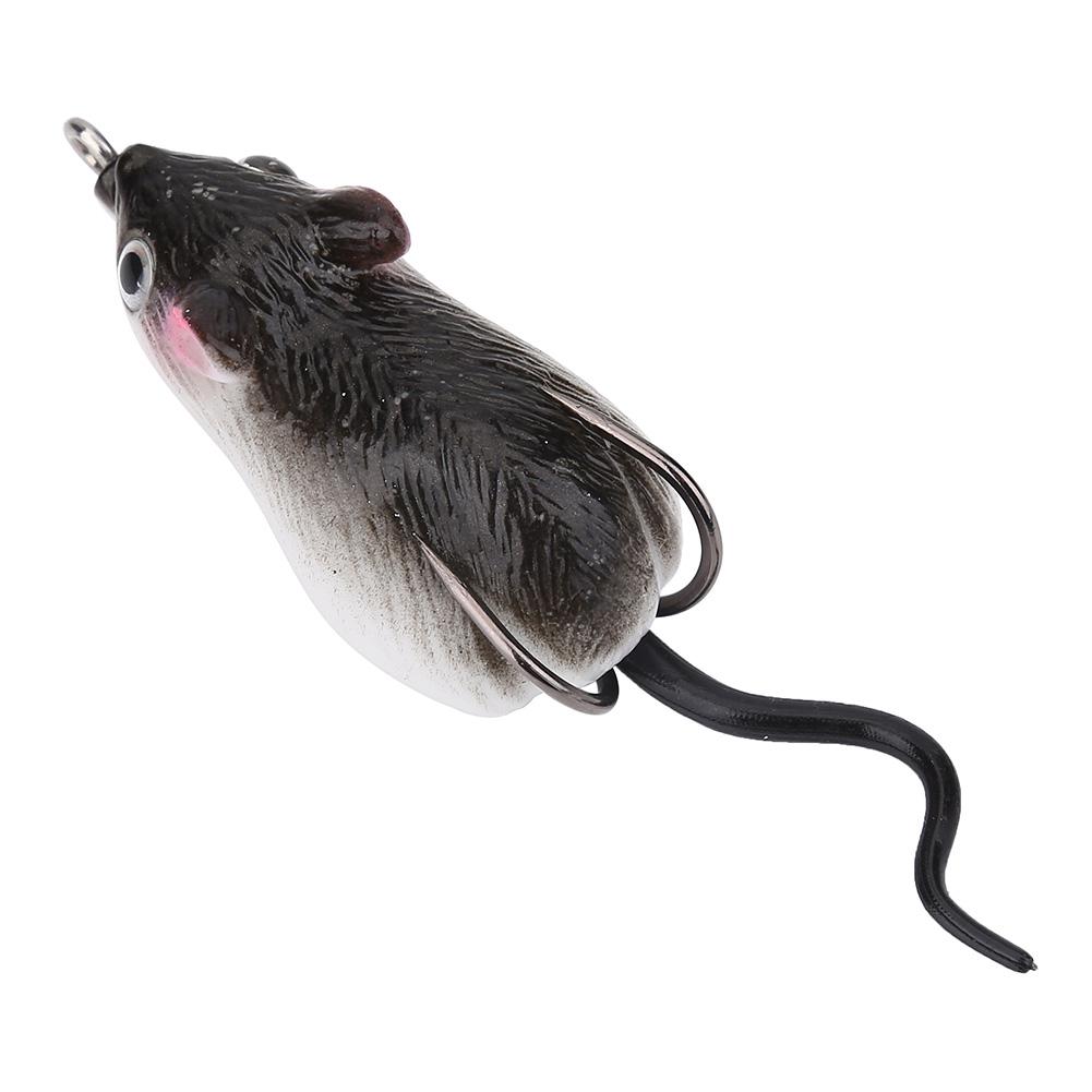 Tebru Artificial Bait Mouse Shape Soft Fishing Lures Dual Hooks Tackle