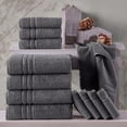 Hammam Linen Bath Towels 4 Piece Set Cool Grey Soft Fluffy, Absorbent