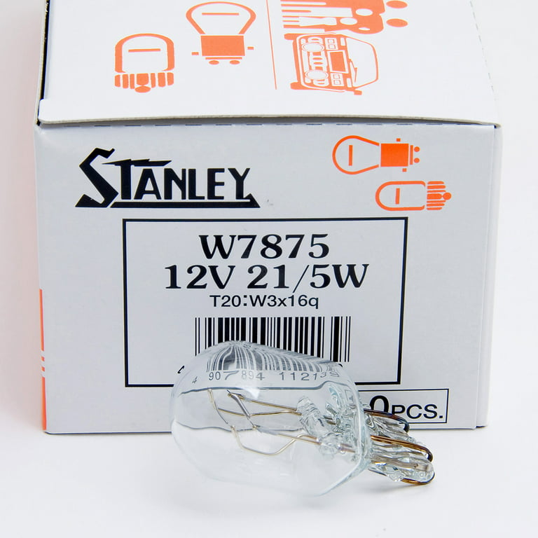 Stanley W7875 12V 21/5W T20 W3X16Q Clear Auto Bulb, Quantity=1