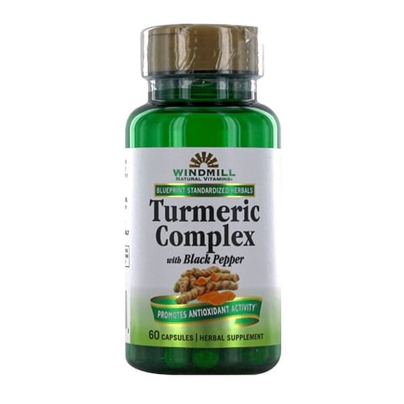 Windmill Natural Vitamins Turmeric Complex with Black Pepper Capsules, 60 Ea