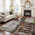 thumbnail image 2 of Barn Door Area&nbsp;Rug 6x9ft Vintage Brown Countryside Farmhouse Non-Slip&nbsp;Washable Square&nbsp;Rugs Soft Felt Indoor Floor Mat for Bedroom Kitchen Living Room Bathroom, 2 of 9