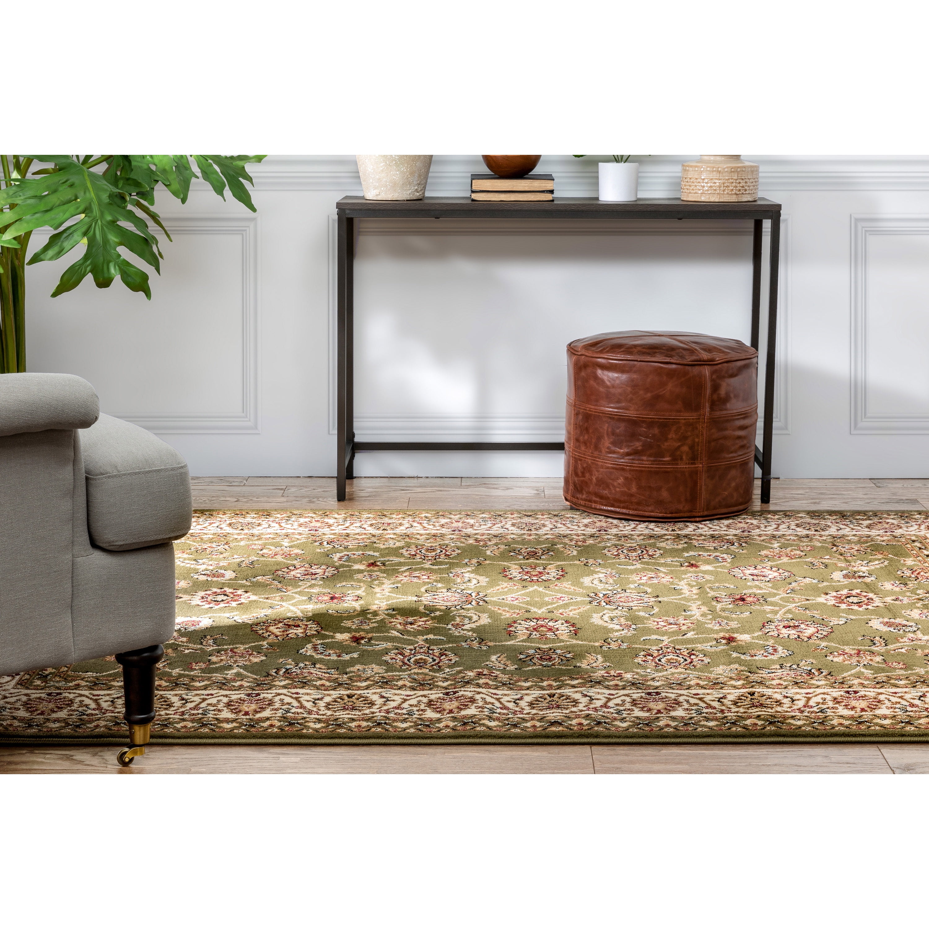 Well Woven Barclay Sarouk Traditional Oriental Panel Green 3'11" x 5'3" Area Rug
