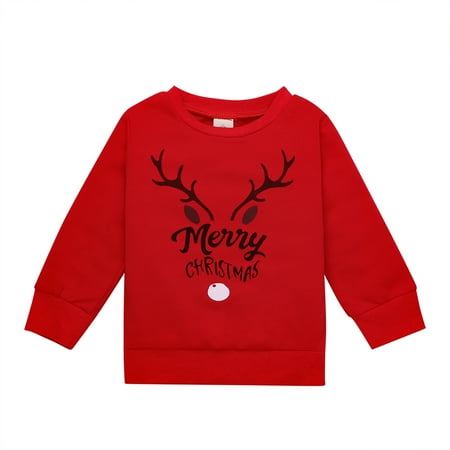 

Meihuida Infant Kids Baby Christmas Sweatshirts Casual Red Nosed Reindeer Pattern Pullovers Top