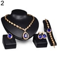 thumbnail image 2 of Shenmeida 4Pcs/set Women Gold Plated Alloy Formal Party Cubic Zirconia Teardrop Bridal Necklace Earrings Necklace Earrings Set, 2 of 6