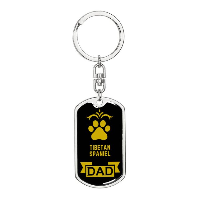 Tibetan Spaniel Keychain Stainless Steel or 18k Gold
