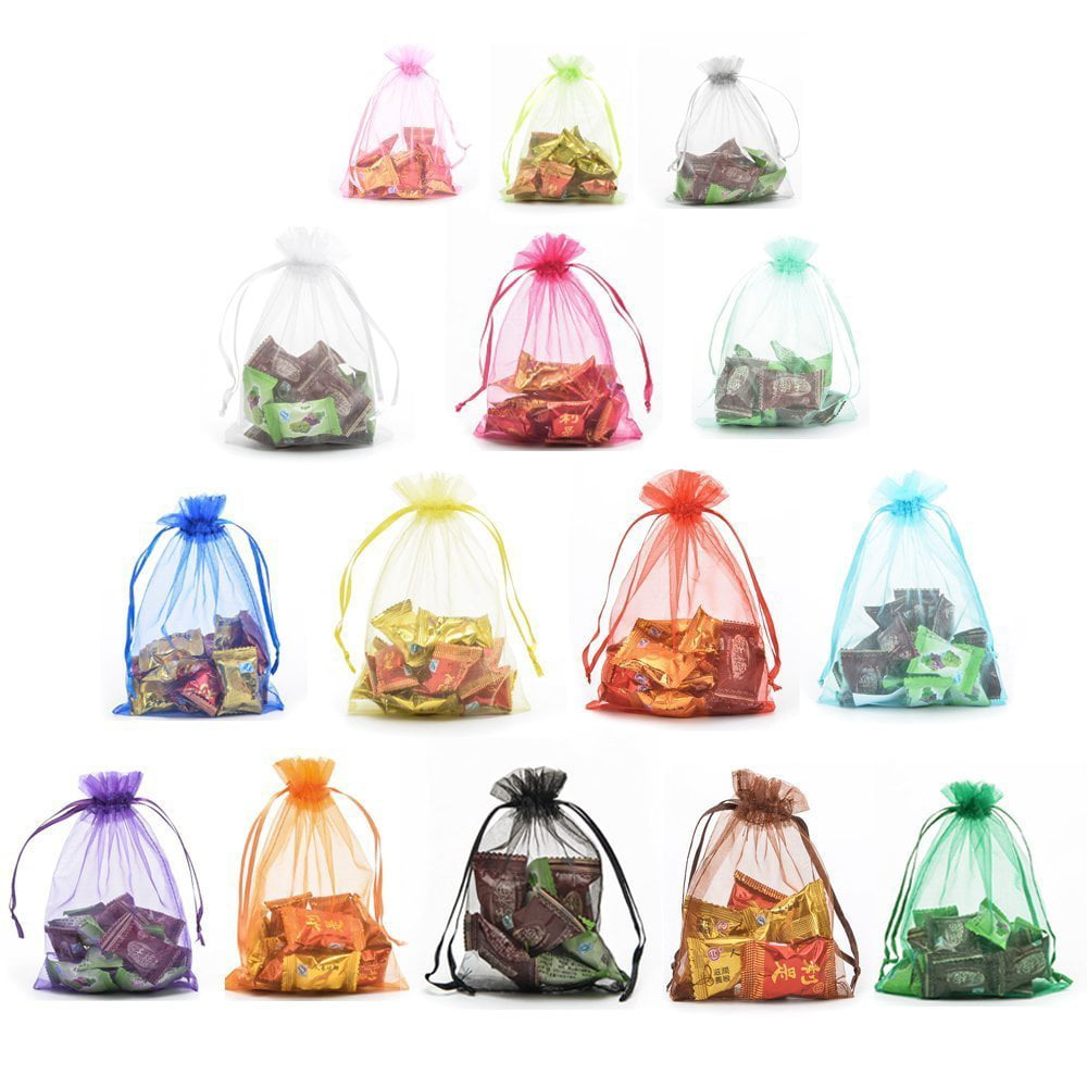 12pc Organza Mixed Colors Jewelry Pouch Pouches 4" x 5"