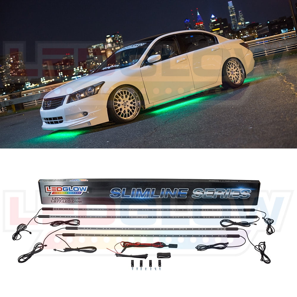 LEDGlow 4pc Green SMD LED Slimline Underbody Underglow Lighting Kit