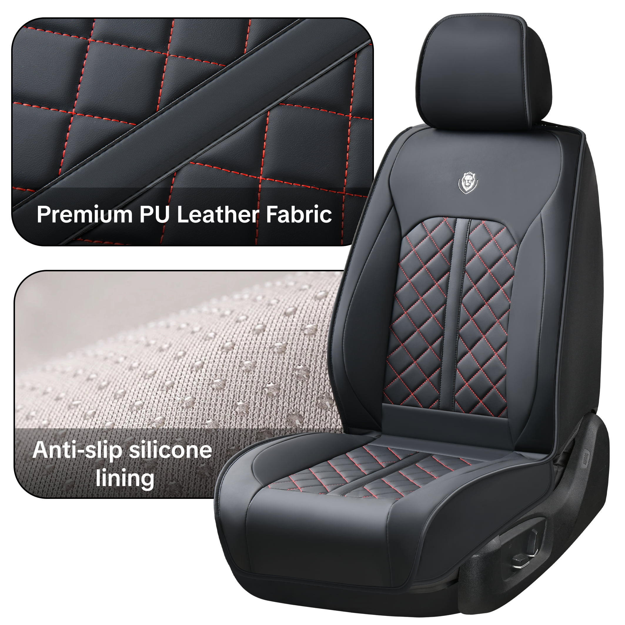 Red Edge Car Seat Covers for Toyota RAV4 2000 Car Seat Cover , Waterproof PU Leather, 5 Seats Full Set, Easy to Clean and Install, Non-slip, Suitable for All Seasons