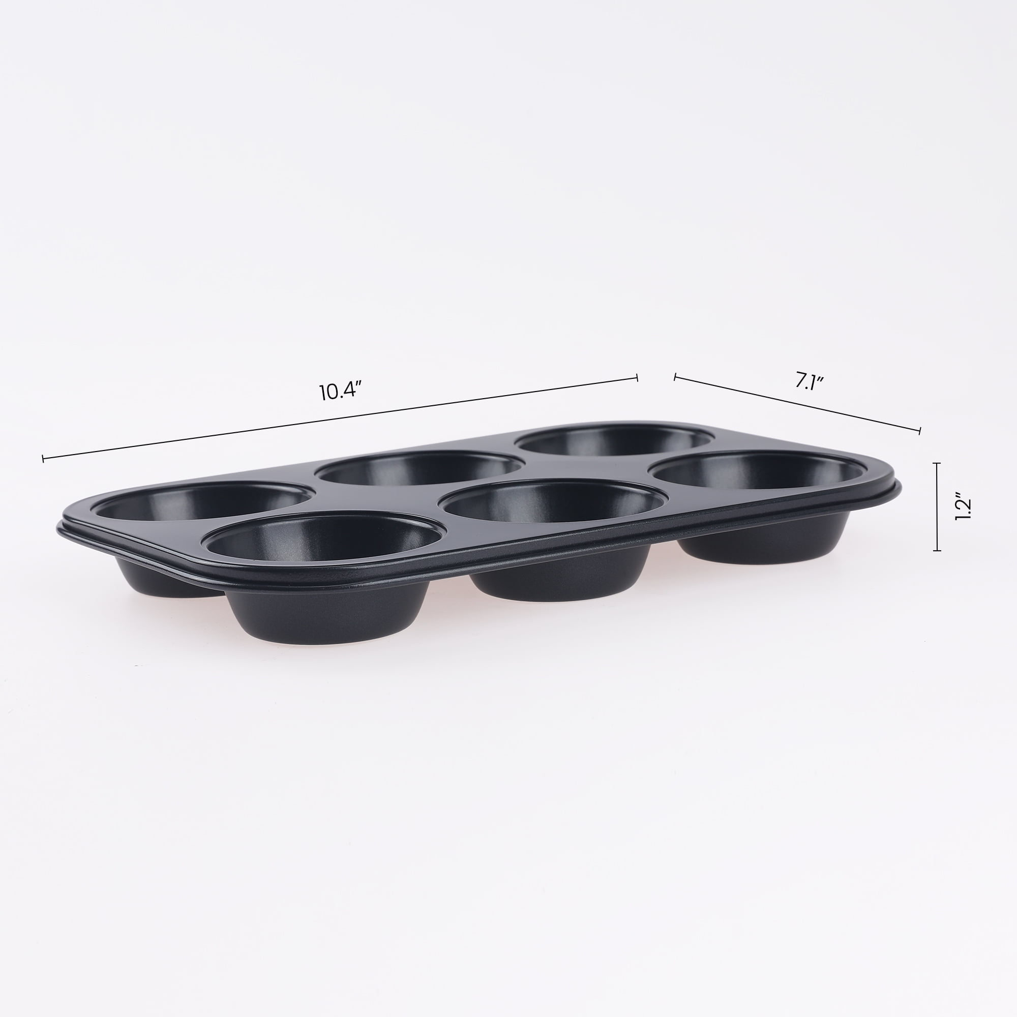 Unique Bargains Nonstick Cake Pan 12 Cups 3 Pack Black 10.4*7.1*1.2in
