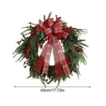 thumbnail image 2 of Elainilye Linen Bow Christmas Wreath with Pines and Cones 18" Door Ornament for Shop Window Decoration Home Decor Indoor Outdoor, 2 of 8