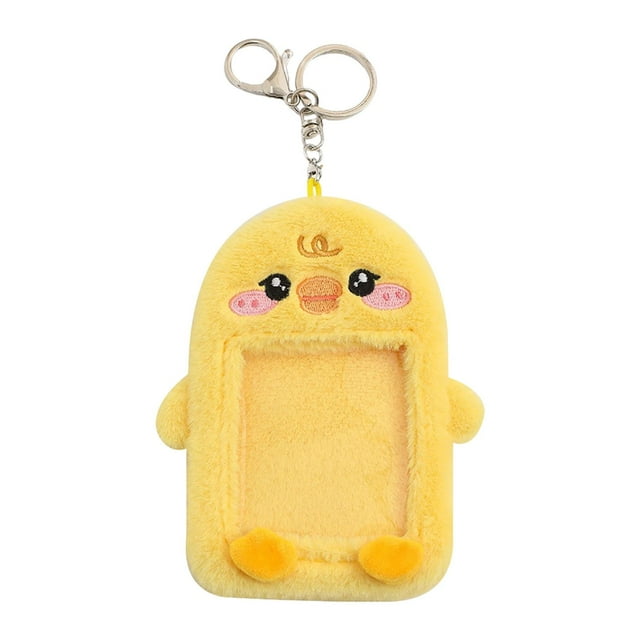 Llavero porta tarjetas fotográficas de peluche con dibujos de animales, protector de tarjetas, foto linda e informal Pato