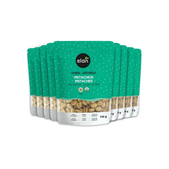 ELAN Organic Sea Salted Pistachios (GMO & Gluten Free), 8 Count, 135g