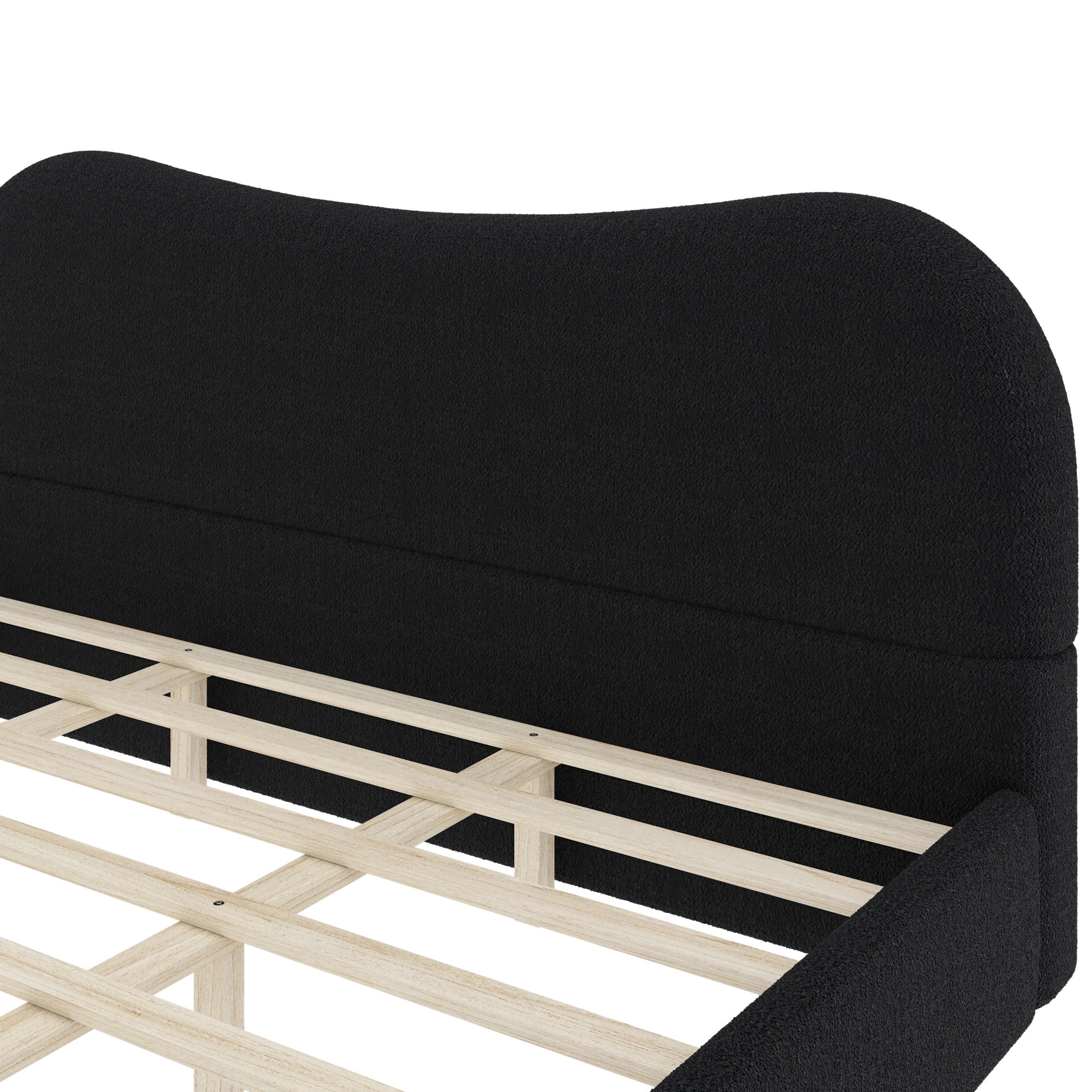 Euroco Upholstery King Size Platform Bed, Black