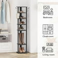 thumbnail image 4 of HOOBRO 8 Tiers Vertical Shoe Rack, Wooden Shoe Storage Organizer with Hooks, Narrow Shoe Tower for 8 Pairs, Space Saving, for Entryway, Living Room, Bedroom, Black BK07XJ01, 4 of 18
