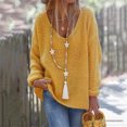 thumbnail image 4 of Pull Femme Décontracté Col en V Manches Longues Léger Mode Habillé Cadeau Printemps Automne Hiver L Jaune, 4 of 5