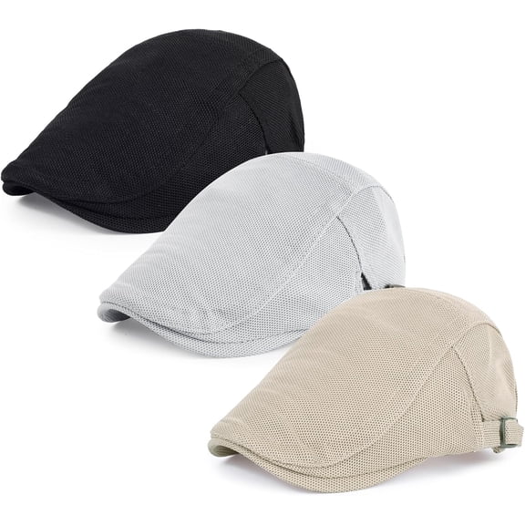 3Pcs Cotton Newsboy Hat for Men Cool Adjustable Flat Cap