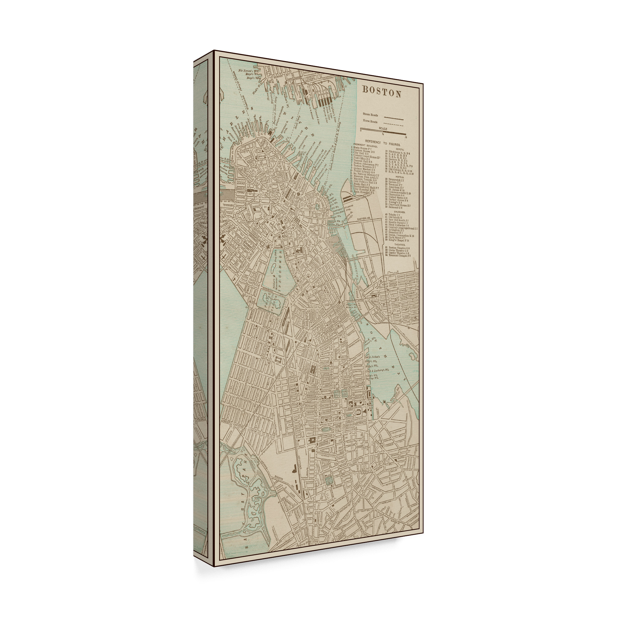 Trademark Fine Art 'Tinted Map of Boston' Canvas Art by Vision Studio