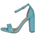 thumbnail image 2 of Delicious Women Thick Block Chunky High Heels Ankle Strap Open Peep Toe Reseda-S Blue Turquoise Patent 11, 2 of 3