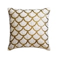 thumbnail image 1 of Pillow Cover, Ivory & Gold 18"x18" (45x45 cm) Pillow Covers, Linen Sequins Embroidery Throw Pillows For Sofa, Geometric Pattern Contemporary Style - Gold Accord, 1 of 3