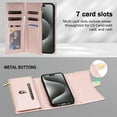 thumbnail image 4 of Phone Case for iPhone 11,Wallet Case Women 【RFID Blocking】 Crossbody Strap PU Leather Zipper with Wrist Lanyard Magnetic Flip Cover Credit Card Holder For iPhone 11, Rosegold, 4 of 9
