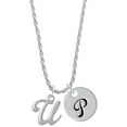 thumbnail image 1 of Delight Jewelry Silvertone Small Gelato Script Initial - U - Silvertone Script Initial Disc - P - Charm Necklace, 20"+3", 1 of 4