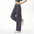 thumbnail image 5 of Cutuoiiu Womens Solid Color Cargo Pants Multiple Pockets Drawstring Waist Breathable Sports Trousers Gifts, 5 of 6
