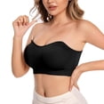 thumbnail image 3 of VISALY Women's 2Pack Strapless Bandeau Bralette Summer Strapless Padded Wireless Supportive Seamless Tube Top Bra Anti-Slip Plus Size Seamless Wireless Padded Bra Stretch Sleep Tube Top Black Xs, 3 of 8
