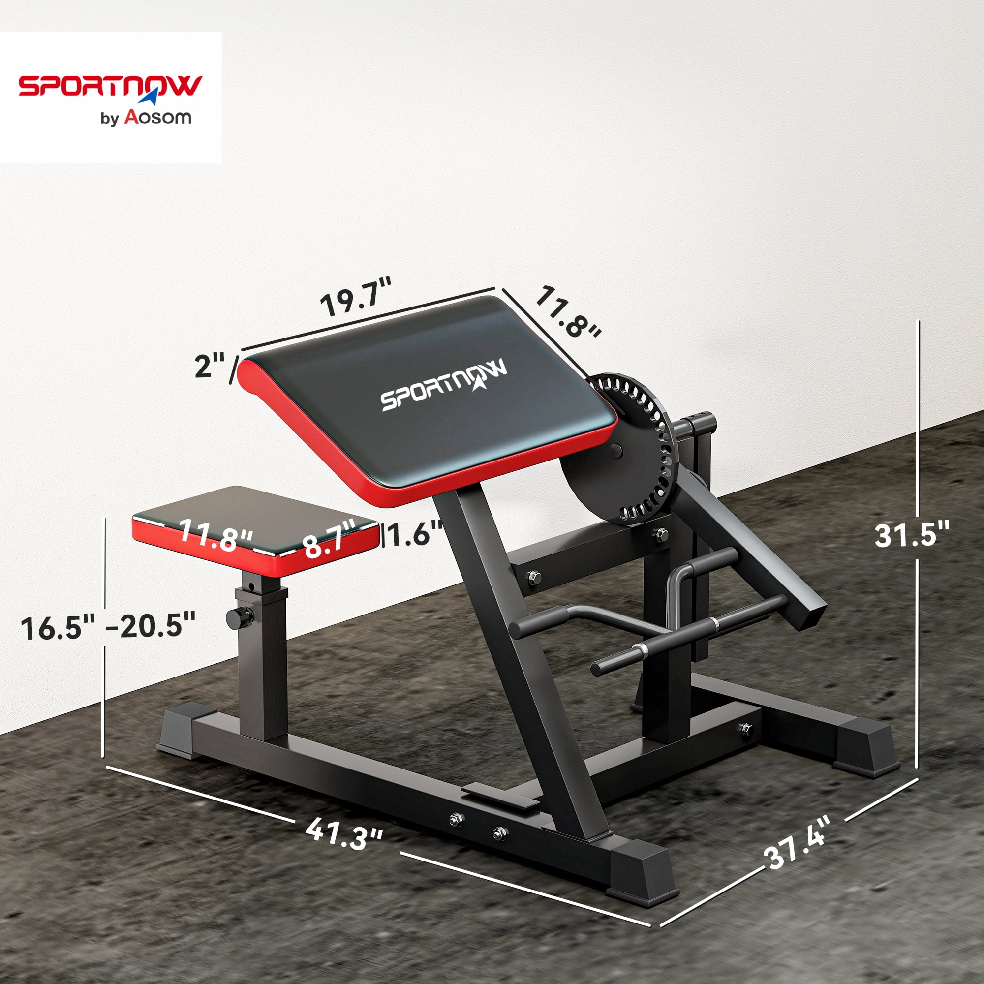 Weight Bench Soozier 2-In-1 Bicep Preacher Curl Bench with Adjustable Seat and Elbow Cushion, Plate Loaded Bicep Curl Machine & Tricep Extension Machine for Home Gym Workout,Workout Bench