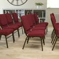 thumbnail image 2 of Flash Furniture 4 Pack HERCULES Series 18.5''W Church Chair in Burgundy Fabric with Book Rack - Gold Vein Frame, 2 of 11