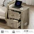 thumbnail image 5 of WAMPAT 2 Pack Modern End Sofa Table with Charging Station, Vintage Grey Wood End Table with Outlet&USB Ports, Farmhouse Side Table with 2 Storage Drawers for Living Room, Bedroom, 5 of 7