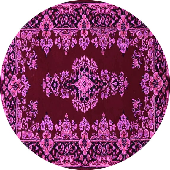 Ahgly Company Indoor Round Medallion Pink Traditional Area Rugs, 5' Round