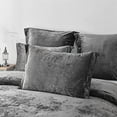 thumbnail image 3 of Distressed Velvet Comforter Set, Distressed Velvet Face and Brushed Solid Microfiber Reverse, with Light Weight Soft Poly Fill, 5 Pieces Grey Queen, 3 of 6